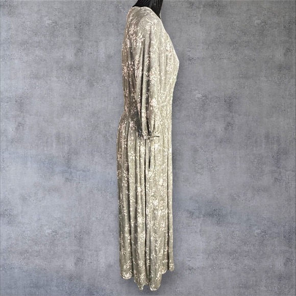 Caslon Women's Floral Print Midi Dress Size M Gray Pink Boho Peasant Style - Picture 2 of 13